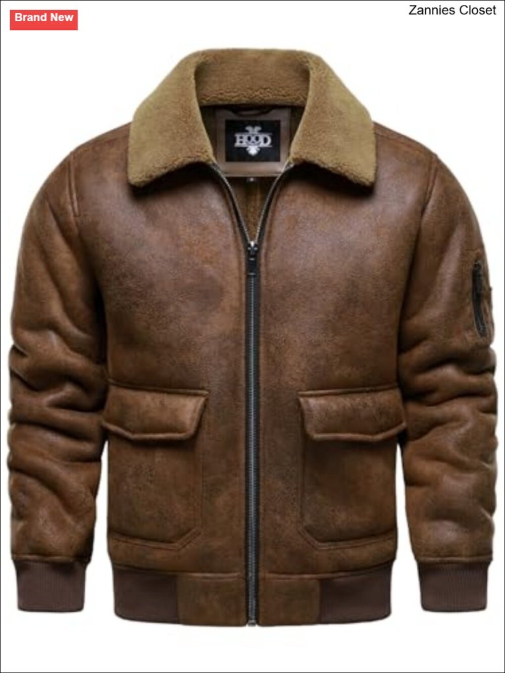 Men's Faux Leather Bomber Jacket with Fleece Lined Aviator Winter Coat